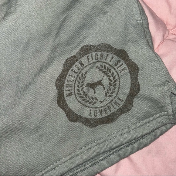 PINK Victoria's Secret Sage Green Athletic Crop Top and Shorts SET - Picture 5 of 6